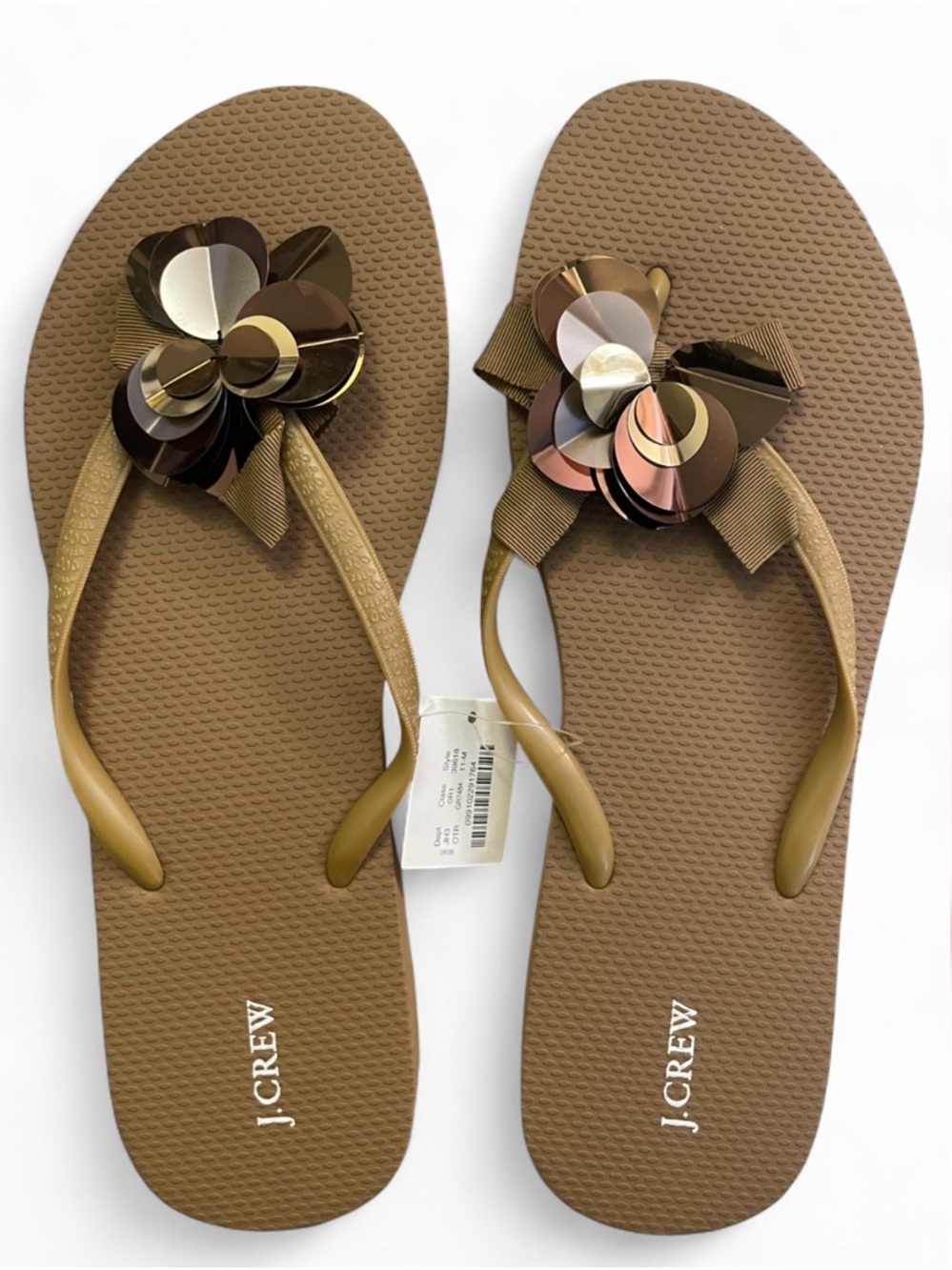 NWT J. Crew Folded Pallette Fleu Flip in Olive Tree Flops Size 11